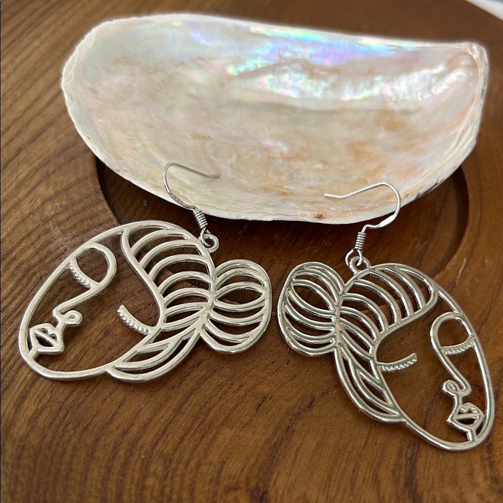 Silver Wire Face Earrings